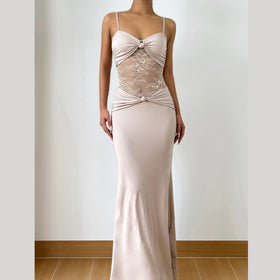 Ruched lace patchwork cami maxi dress  | Festival Outfits Women