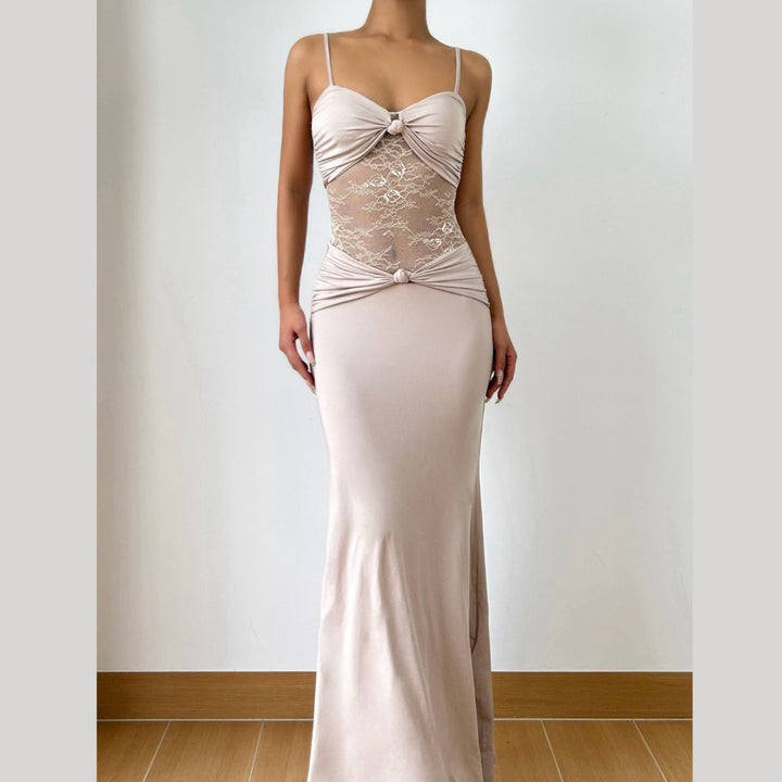 Ruched lace patchwork cami maxi dress  | Festival Outfits Women