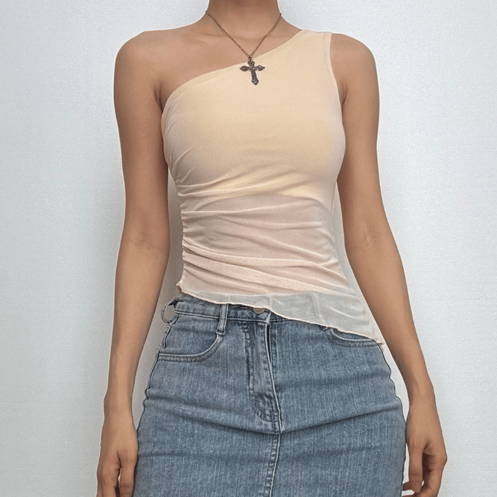 Rigar raga mai kauri da kafada ɗaya mara hannu | Kayan Biki na Mata