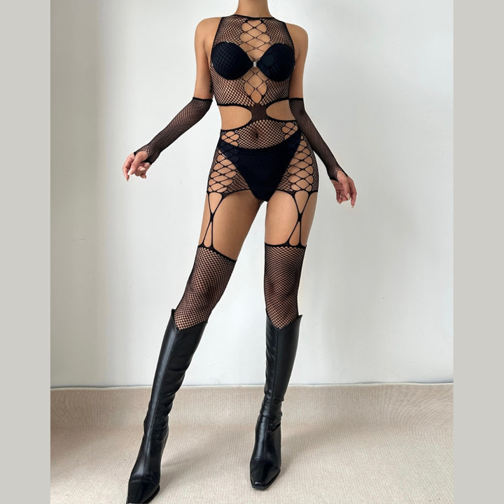 Crewneck gloves fishnet suspender bodystocking  | Festival Outfits Women