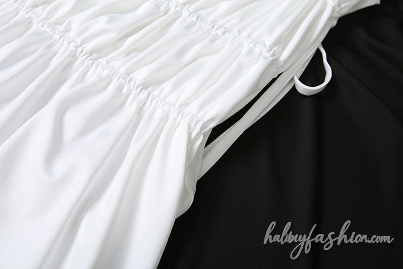 Ruched drawstring solid maxi skirt