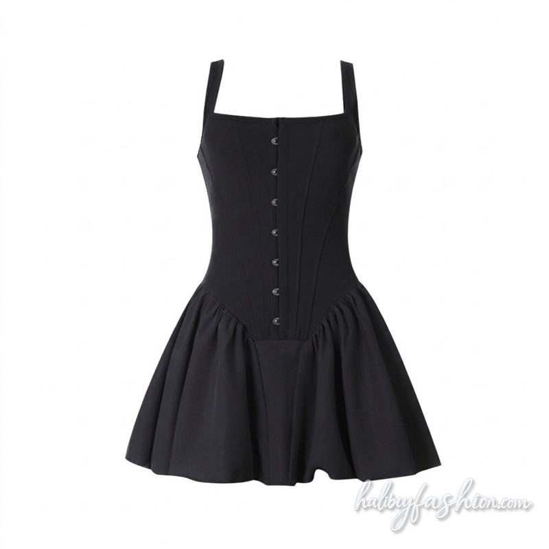 Square neck ruched backless cami mini dress