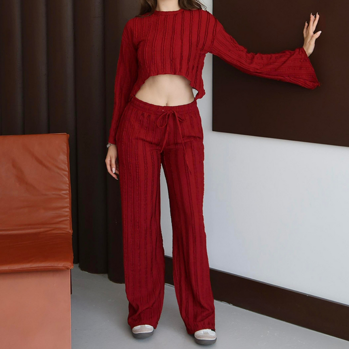 Long sleeve crewneck crop pant set  | Festival Outfits Women