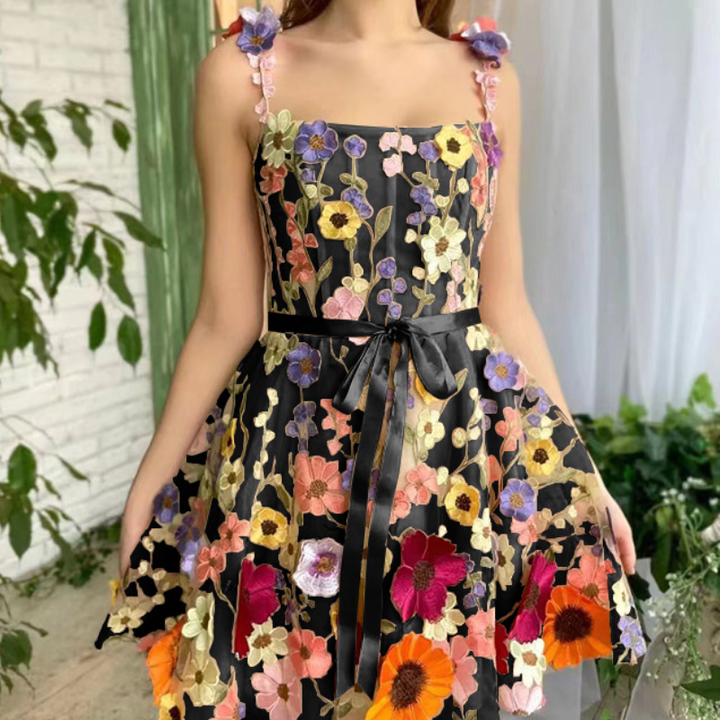 Embroidery flower applique cami mini dress  | Festival Outfits Women