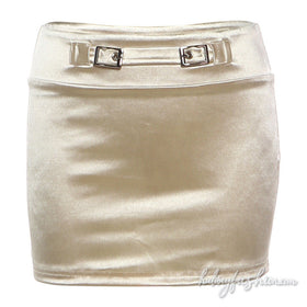 Metallic buckle solid mini skirt