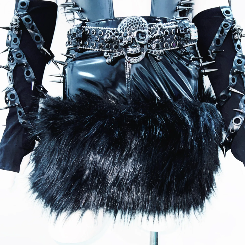 PU leather u neck rivet applique o ring hollow out bodysuit  | Festival Outfits Women