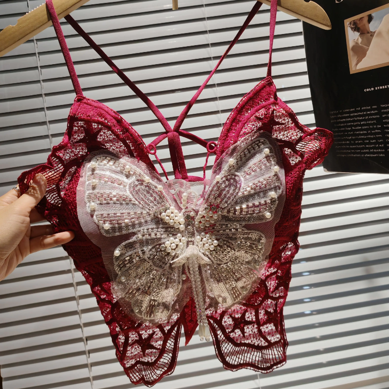 Beaded glitter cross back backless cami top  | Festival Outfits Women