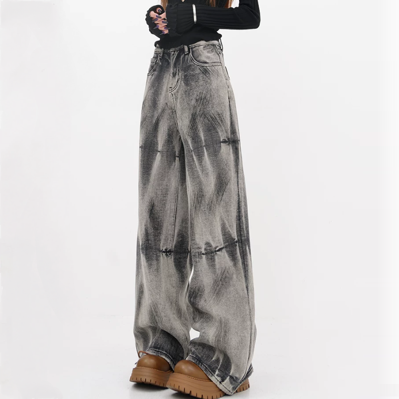 Tie dye zip-up button low rise low rise | Baggy Low Rise Jeans
