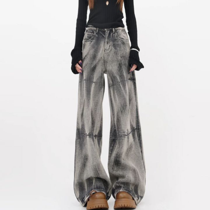 Tie dye zip-up button low rise low rise | Baggy Low Rise Jeans