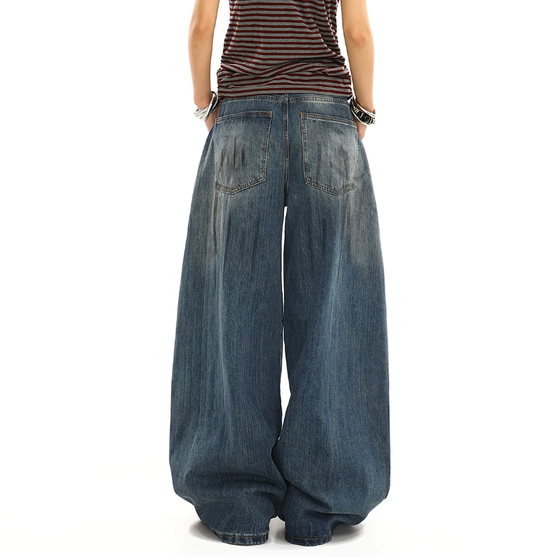 Pocket gradient low rise wide leg | Baggy Low Rise Jeans