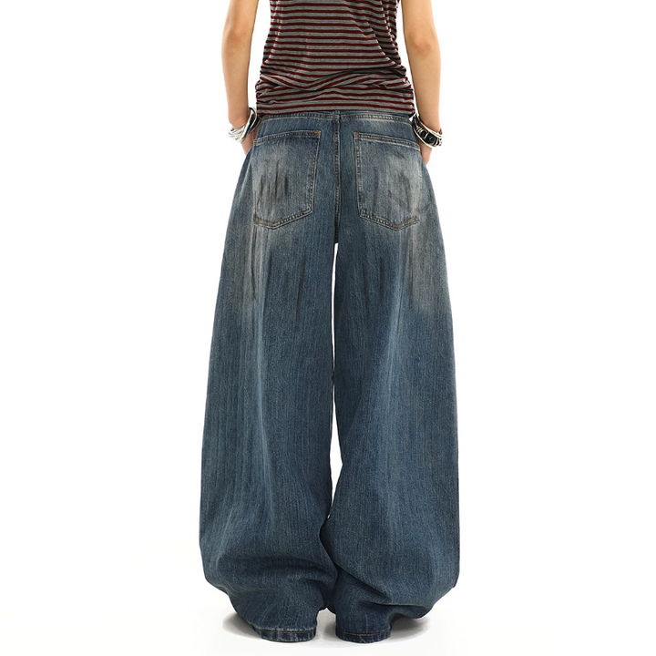 Pocket gradient low rise wide leg | Baggy Low Rise Jeans
