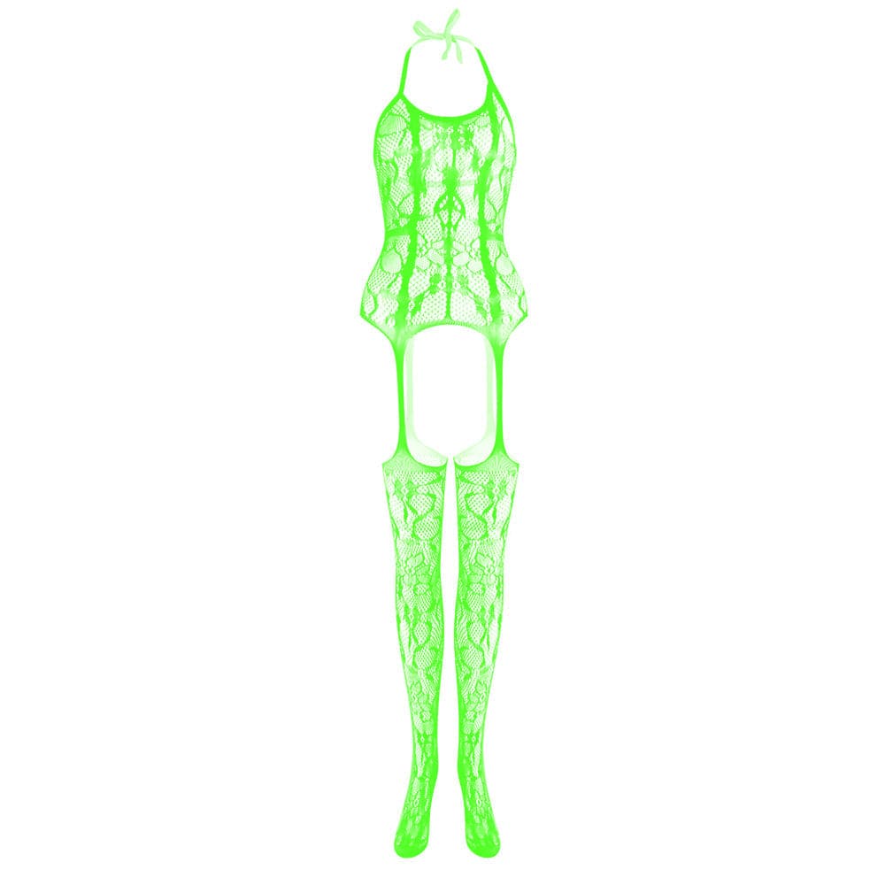 Halter knotted suspender lace bodystocking  | Festival Outfits Women