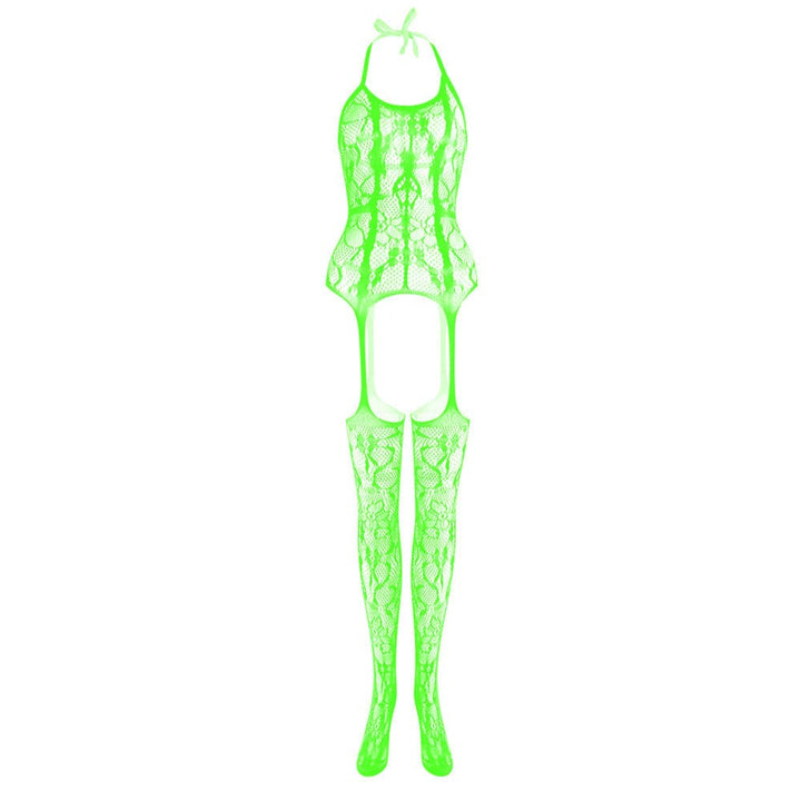 Halter knotted suspender lace bodystocking  | Festival Outfits Women