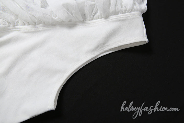 Ruched v neck mesh self tie solid top