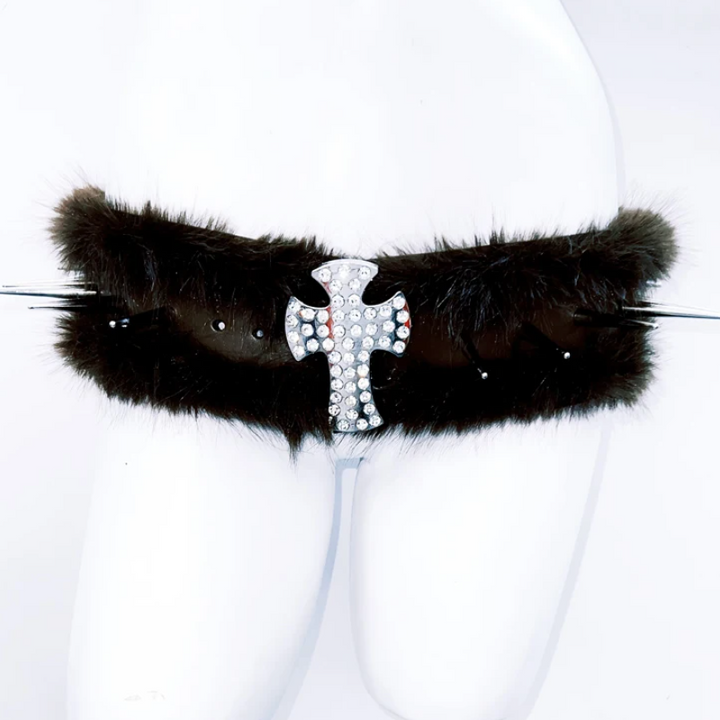 Fluffy rivet applique beaded belt  | Festival Outfits Women