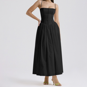 Square neck knotted ruched solid cami maxi dress  | Festival Outfits Women