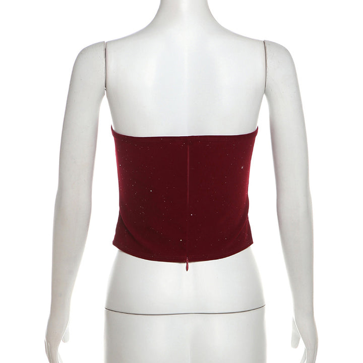 Bowknot glitter backless tube top  | Festival Outfits Women