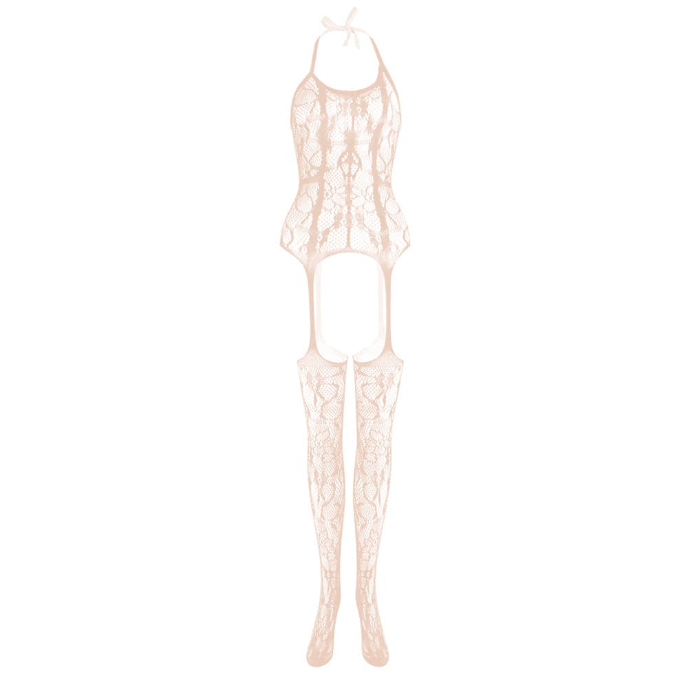 Halter knotted suspender lace bodystocking  | Festival Outfits Women