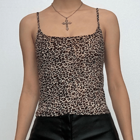 Leopard print u neck backless cami top  | Festival Outfits Women  | Cheetah Print Top