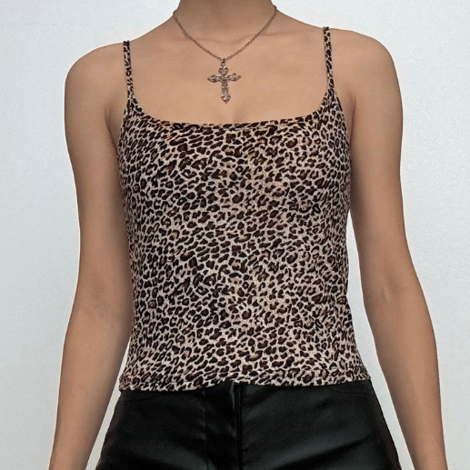Leopard print u neck backless cami top  | Festival Outfits Women  | Cheetah Print Top