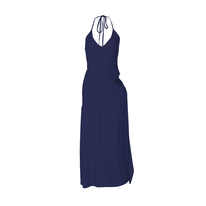 Halter v neck knotted slit maxi skirt set  | Festival Outfits Women