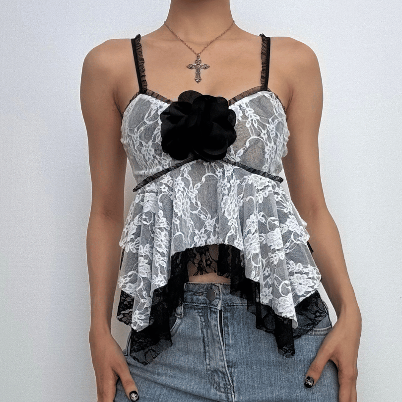 Tufafin da aka yi da lace patchwork na fure mai laushi | Kayan Biki na Mata