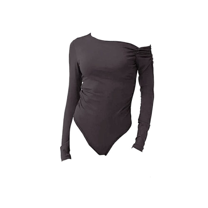 One shoulder long sleeve solid bodysuit  | Festival Outfits Women