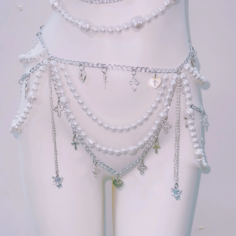 Halter beaded backless metal chain belt top  | Festival Outfits Women