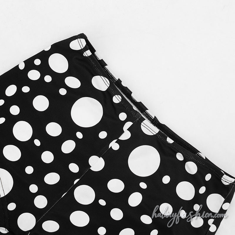Halter self tie polka dot cowl neck pant set