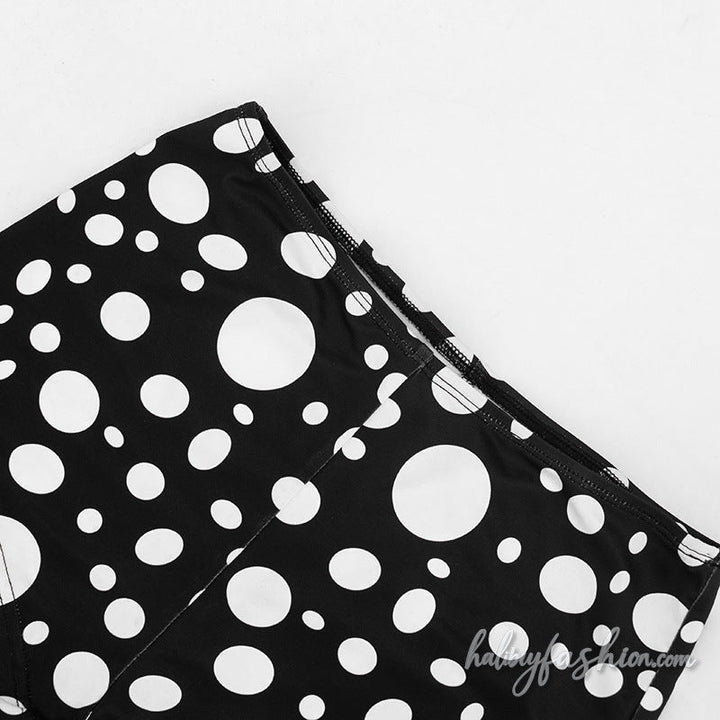 Halter self tie polka dot cowl neck pant set