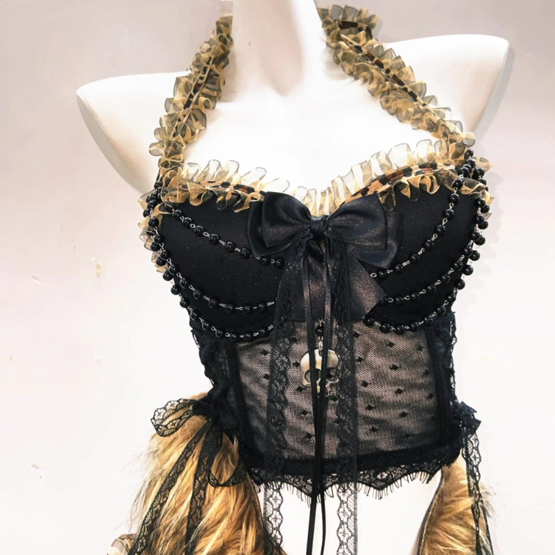 Leopard print long sleeve hoodie fluffy bowknot top  | Cheetah Print Top