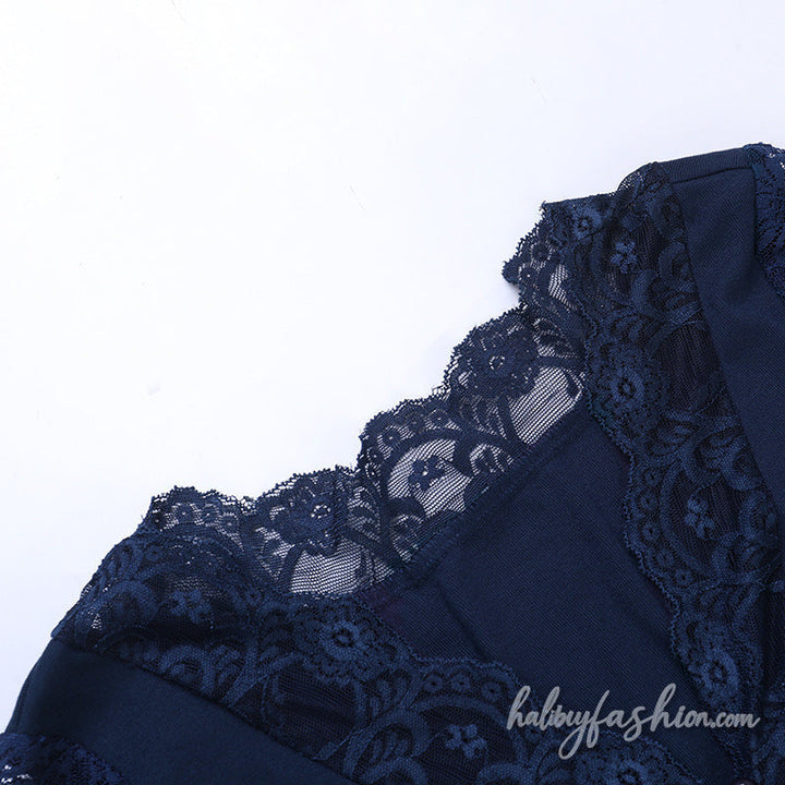 Long sleeve lace v neck button bodysuit - Halibuy - 6