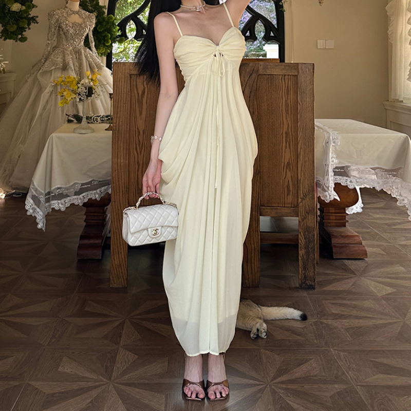 Ruched v neck hollow out cami cut out maxi dress  | Festival Outfits Women
