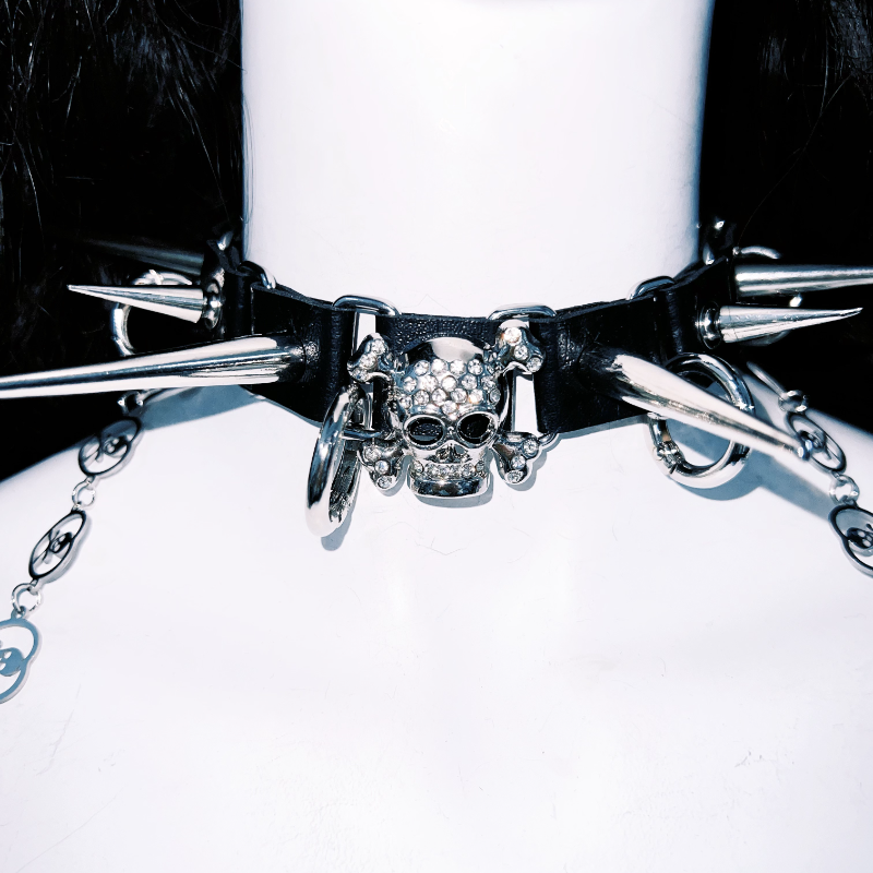 Long sleeve fluffy rivet skull applique top  | Festival Outfits Women