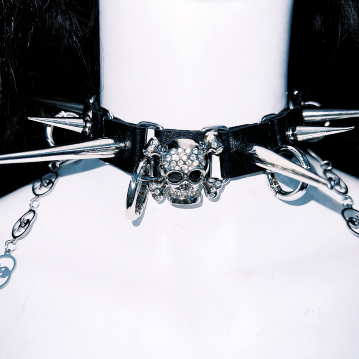 Long sleeve fluffy rivet skull applique top  | Festival Outfits Women