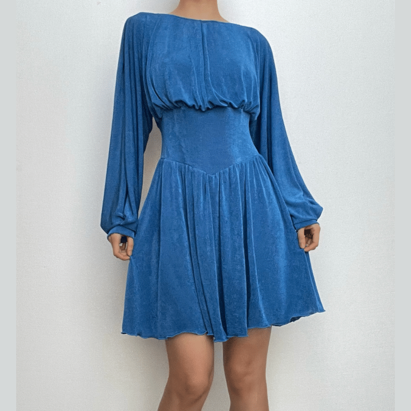 Button ruched corset solid long sleeve mini dress-final-sale  | Festival Outfits Women