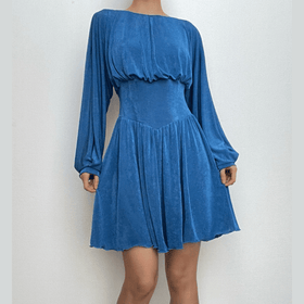 Button ruched corset solid long sleeve mini dress-final-sale  | Festival Outfits Women