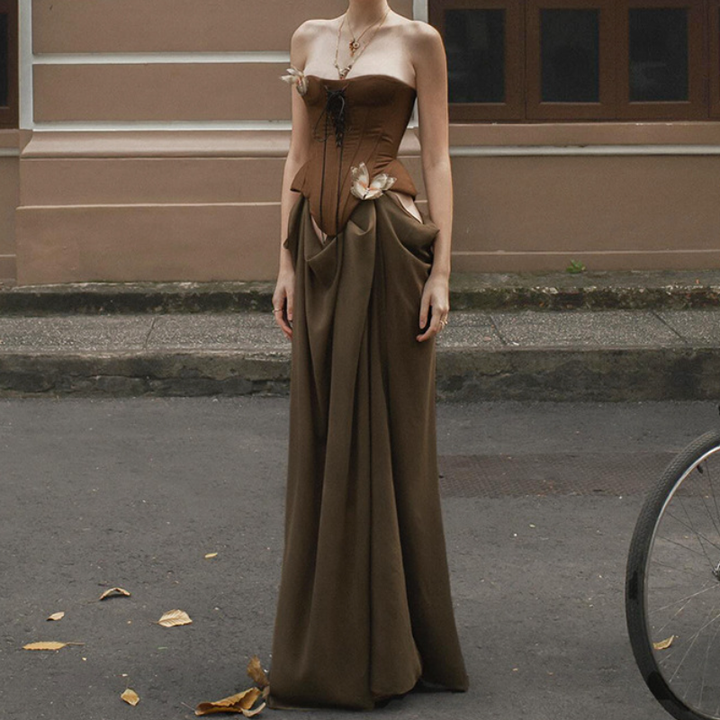 Butterfly applique hollow out corset tube dress  | Festival Outfits Women