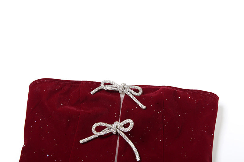 Bowknot glitter backless tube top  | Festival Outfits Women