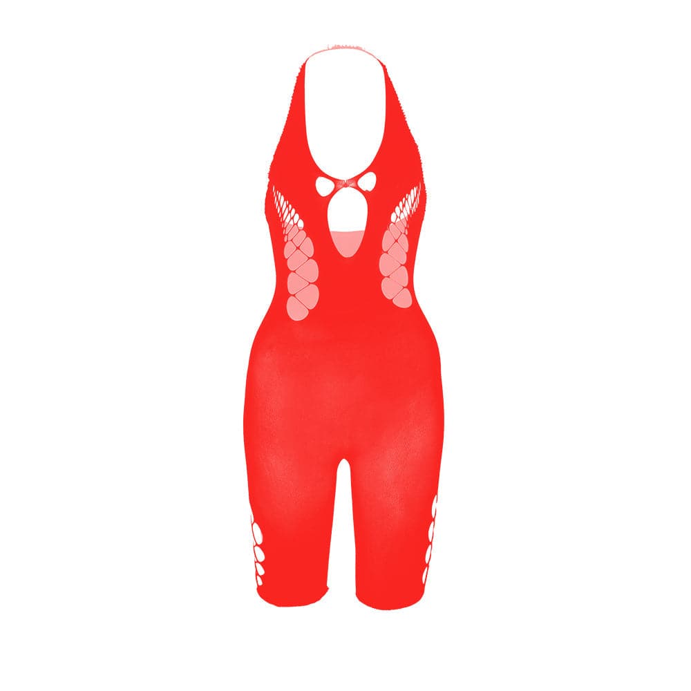 Halter hollow out backless u neck bodystocking  | Festival Outfits Women