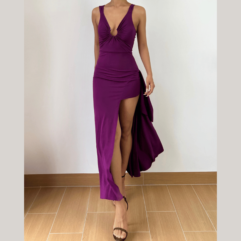 High slit o ring cami maxi dress  | Festival Outfits Women-final-sale