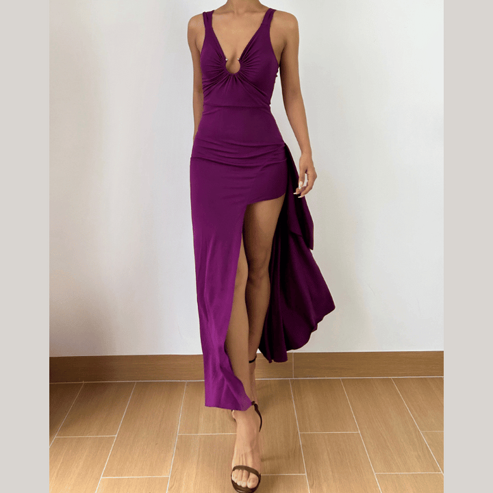 High slit o ring cami maxi dress  | Festival Outfits Women-final-sale