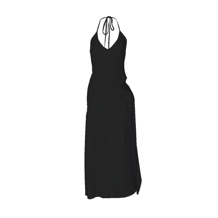 Halter v neck knotted slit maxi skirt set  | Festival Outfits Women