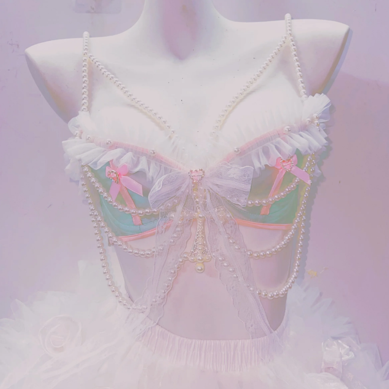 Bowknot beaded ruffle v neck ruched top  | Festival Outfits Women