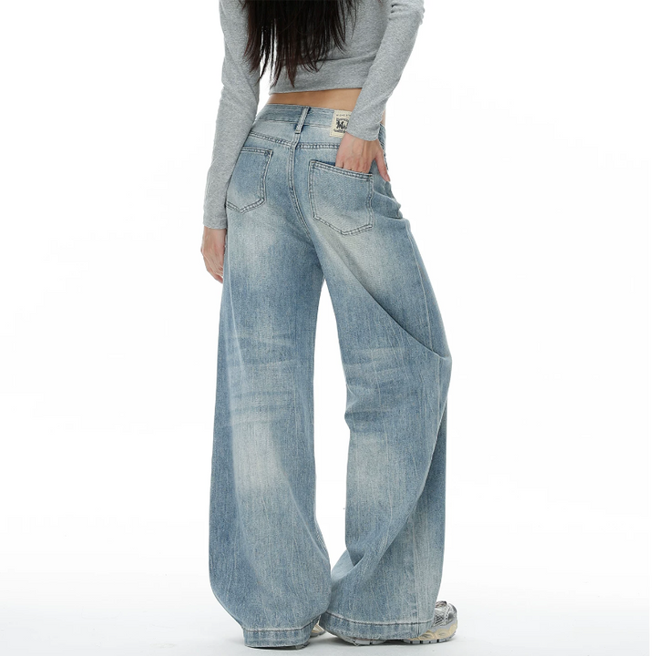 Button zip-up pocket low rise straight leg | Baggy Low Rise Jeans