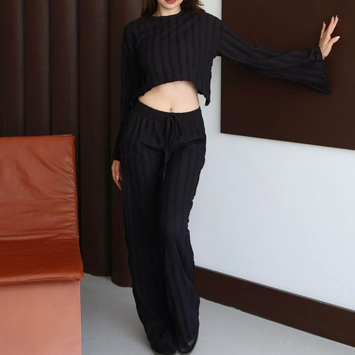 Long sleeve crewneck crop pant set  | Festival Outfits Women