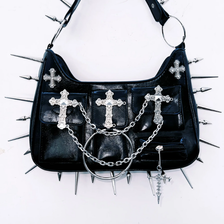 Rivet o ring metal chain handbag  | Festival Outfits Women
