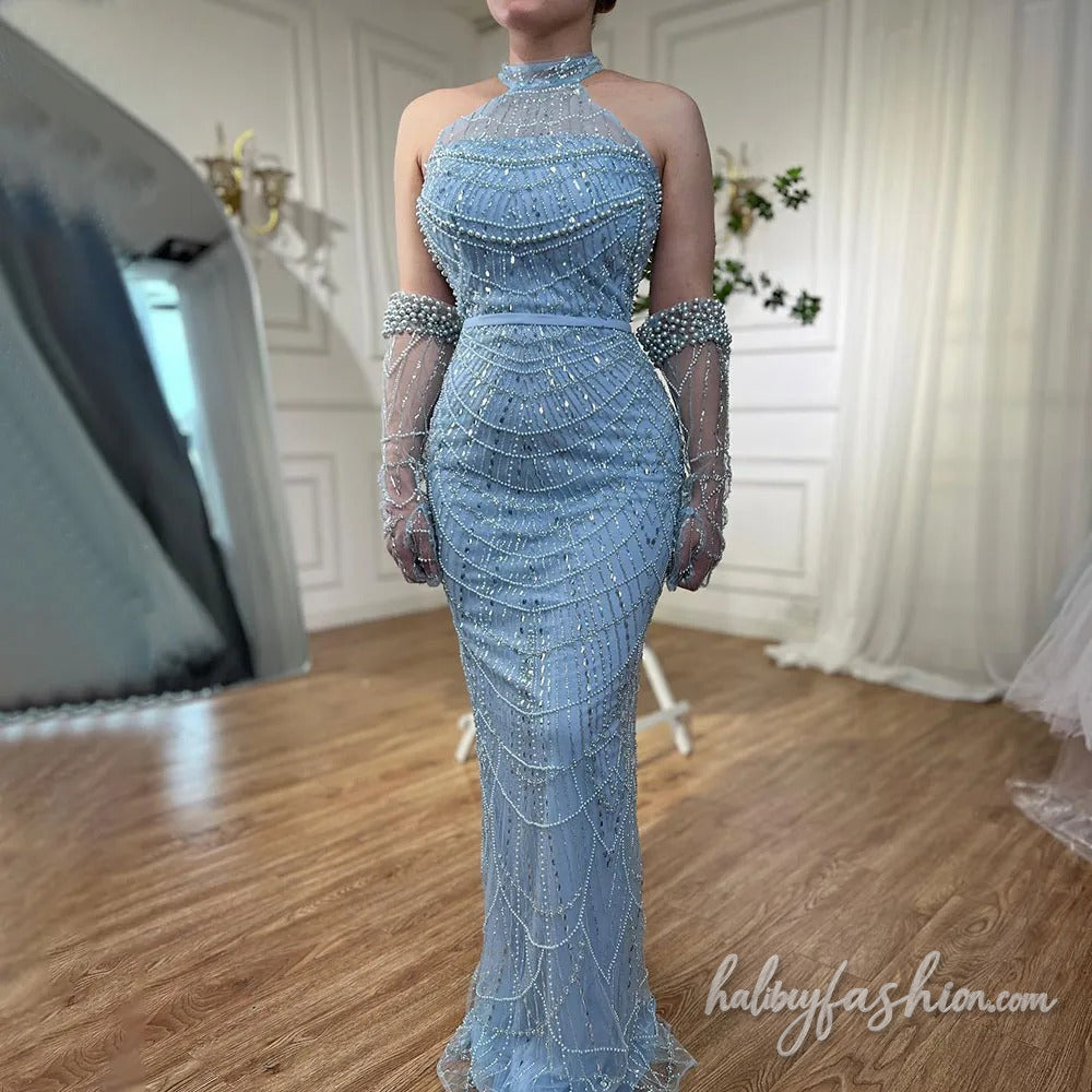 Halter beaded crewneck backless maxi dress - Halibuy - 3