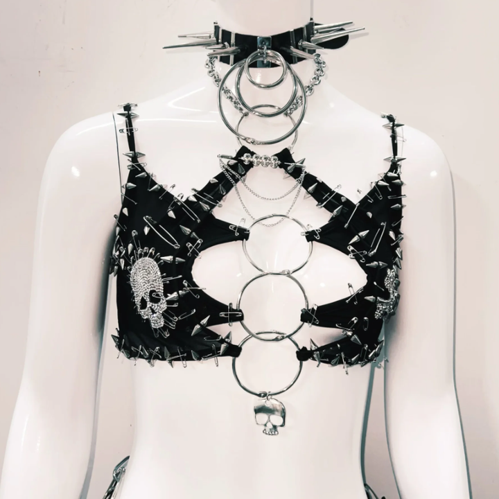 Hollow out o ring rivet applique cami cut out top  | Festival Outfits Women
