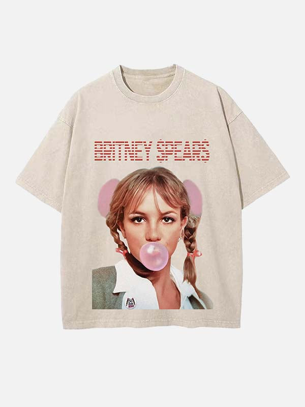 Y2K Pop Princess Print Round Neck T-shirt - Design 03
